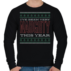 PRINTFASHION Karácsonyi csúnya minta - rossz voltam idén - Férfi pulóver - Fekete