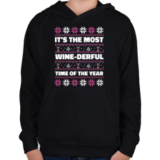 PRINTFASHION Karácsonyi csúnya pulcsi - Gyerek kapucnis pulóver - Fekete