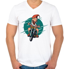 PRINTFASHION Karácsonyi dínó - Férfi V-nyakú póló - Fehér férfi póló