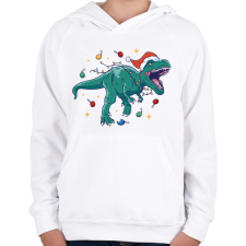 PRINTFASHION Karácsonyi dínó - Gyerek kapucnis pulóver - Fehér gyerek pulóver, kardigán