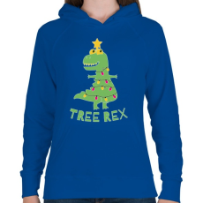 PRINTFASHION Karácsonyi dínó - Tree rex - Női kapucnis pulóver - Királykék