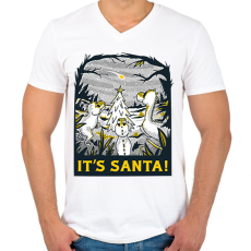 PRINTFASHION Karácsonyi dínók - Férfi V-nyakú póló - Fehér