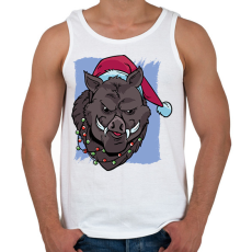 PRINTFASHION Karácsonyi disznó - Férfi atléta - Fehér