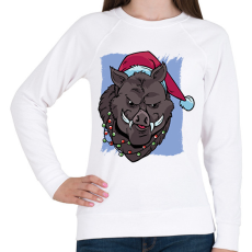 PRINTFASHION Karácsonyi disznó - Női pulóver - Fehér