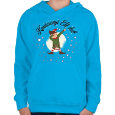 PRINTFASHION Karácsonyi Elf-dub - Gyerek kapucnis pulóver - Azúrkék gyerek pulóver, kardigán