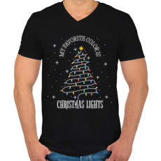 PRINTFASHION Karácsonyi fények - Férfi V-nyakú póló - Fekete