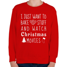 PRINTFASHION Karácsonyi filmek és sütés - Gyerek pulóver - Piros