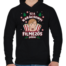 PRINTFASHION Karácsonyi filmezős póló - Férfi kapucnis pulóver - Fekete férfi pulóver, kardigán