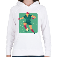 PRINTFASHION Karácsonyi focista - Női kapucnis pulóver - Fehér