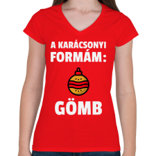 PRINTFASHION KARÁCSONYI FORMÁM - Női V-nyakú póló - Piros női póló