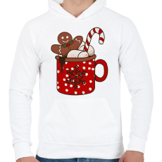 PRINTFASHION Karácsonyi forró csoki - Férfi kapucnis pulóver - Fehér
