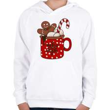 PRINTFASHION Karácsonyi forró csoki - Gyerek kapucnis pulóver - Fehér gyerek pulóver, kardigán