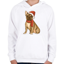PRINTFASHION Karácsonyi francia bulldog - Gyerek kapucnis pulóver - Fehér gyerek pulóver, kardigán
