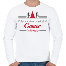 PRINTFASHION Karácsonyi gamer - Férfi pulóver - Fehér