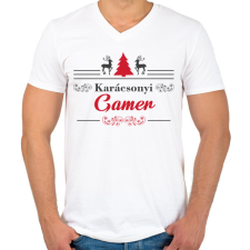 PRINTFASHION Karácsonyi gamer - Férfi V-nyakú póló - Fehér férfi póló