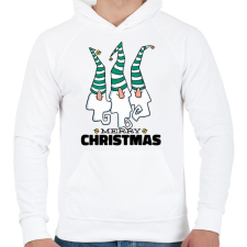 PRINTFASHION Karácsonyi gnómok - Férfi kapucnis pulóver - Fehér férfi pulóver, kardigán