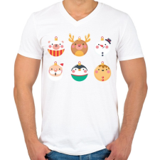 PRINTFASHION Karácsonyi gömbök - Férfi V-nyakú póló - Fehér férfi póló