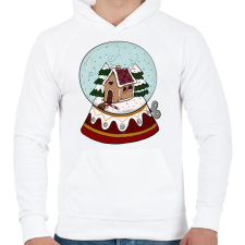 PRINTFASHION Karácsonyi hógömb - Férfi kapucnis pulóver - Fehér férfi pulóver, kardigán