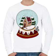 PRINTFASHION Karácsonyi hógömb - Férfi pulóver - Fehér
