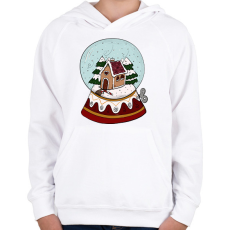 PRINTFASHION Karácsonyi hógömb - Gyerek kapucnis pulóver - Fehér