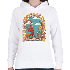 PRINTFASHION Karácsonyi horgász póló - Női kapucnis pulóver - Fehér