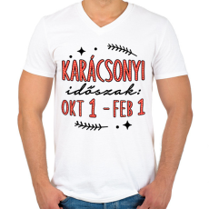 PRINTFASHION Karácsonyi időszak - Férfi V-nyakú póló - Fehér