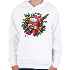 PRINTFASHION Karácsonyi impostor - among us meme - Gyerek kapucnis pulóver - Fehér