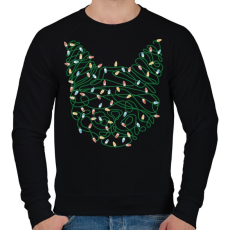 PRINTFASHION Karácsonyi izzók - cica fej - Férfi pulóver - Fekete