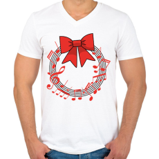 PRINTFASHION Karácsonyi koszorú - Férfi V-nyakú póló - Fehér