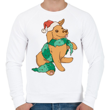 PRINTFASHION Karácsonyi kutya - Férfi pulóver - Fehér férfi pulóver, kardigán