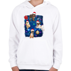 PRINTFASHION Karácsonyi kutyák - Gyerek kapucnis pulóver - Fehér