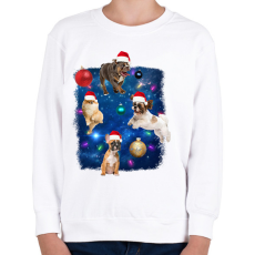 PRINTFASHION Karácsonyi kutyák - Gyerek pulóver - Fehér