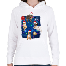 PRINTFASHION Karácsonyi kutyák - Női kapucnis pulóver - Fehér női pulóver, kardigán