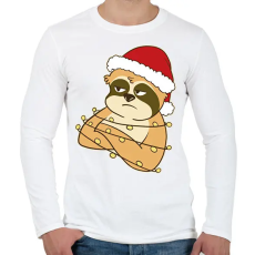 PRINTFASHION Karácsonyi lajhár - Férfi hosszú ujjú póló - Fehér