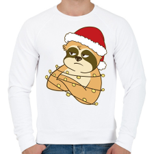 PRINTFASHION Karácsonyi lajhár - Férfi pulóver - Fehér férfi pulóver, kardigán