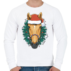 PRINTFASHION Karácsonyi ló - Férfi pulóver - Fehér