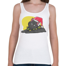 PRINTFASHION Karácsonyi macska - Női atléta - Fehér női trikó