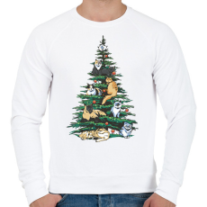 PRINTFASHION Karácsonyi macskák - Férfi pulóver - Fehér