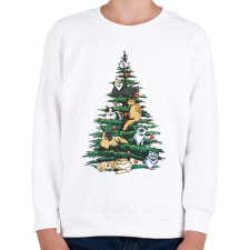 PRINTFASHION Karácsonyi macskák - Gyerek pulóver - Fehér gyerek pulóver, kardigán