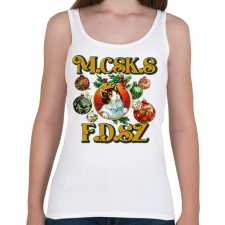 PRINTFASHION Karácsonyi Macskás Fadísz  - Női atléta - Fehér női trikó