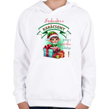 PRINTFASHION Karácsonyi manófiú - Gyerek kapucnis pulóver - Fehér gyerek pulóver, kardigán