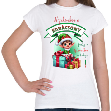 PRINTFASHION Karácsonyi manófiú - Női póló - Fehér