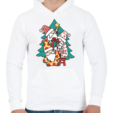 PRINTFASHION Karácsonyi manók - Férfi kapucnis pulóver - Fehér férfi pulóver, kardigán
