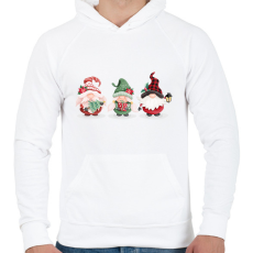 PRINTFASHION Karácsonyi manók - Férfi kapucnis pulóver - Fehér