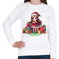 PRINTFASHION Karácsonyi manólány - Női pulóver - Fehér