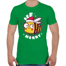 PRINTFASHION Karácsonyi méhecske - Férfi póló - Zöld férfi póló