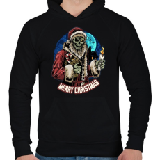 PRINTFASHION Karácsonyi mikulás zombi - Férfi kapucnis pulóver - Fekete