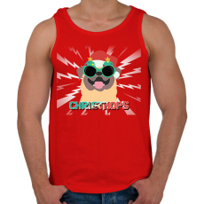 PRINTFASHION KARÁCSONYI MOPSZ - Férfi atléta - Piros