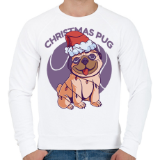 PRINTFASHION Karácsonyi mopsz - Férfi pulóver - Fehér