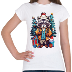 PRINTFASHION Karácsonyi mosómedve - Női póló - Fehér